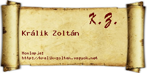 Králik Zoltán névjegykártya