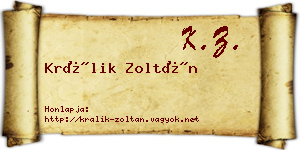 Králik Zoltán névjegykártya